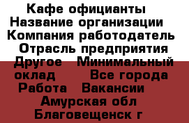 Кафе официанты › Название организации ­ Компания-работодатель › Отрасль предприятия ­ Другое › Минимальный оклад ­ 1 - Все города Работа » Вакансии   . Амурская обл.,Благовещенск г.